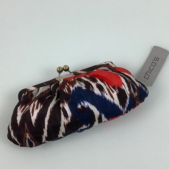 Chico's Handbags - Chico’s Silk Small Clutch bag purse kiss lock watercolor print NWT